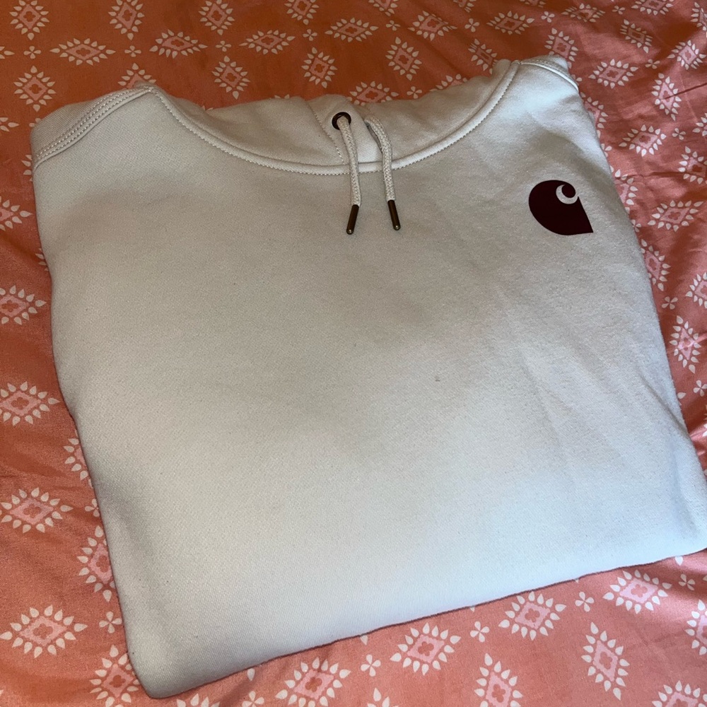 Carharrt Women's 3X Relaxed Fit Midweight Sweatshirt Winter Cream/ Burgundy - Picture 2 of 8